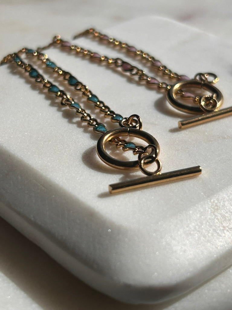 Enamel Filled Curb Chain Bracelet