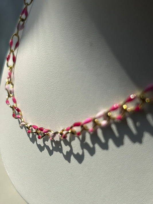 Pink Enamel Plated Chain