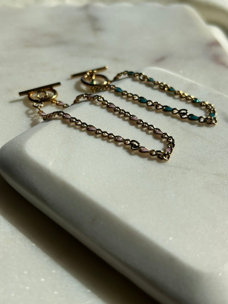 Enamel Filled Curb Chain Bracelet