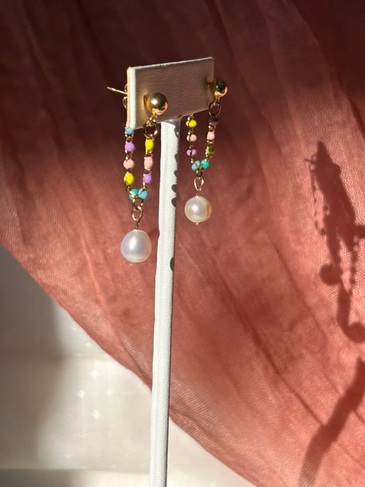 Chain + Pearl Earrings