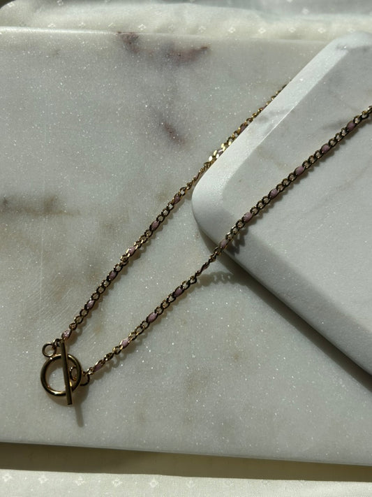 Pink Enamel Curb Chain